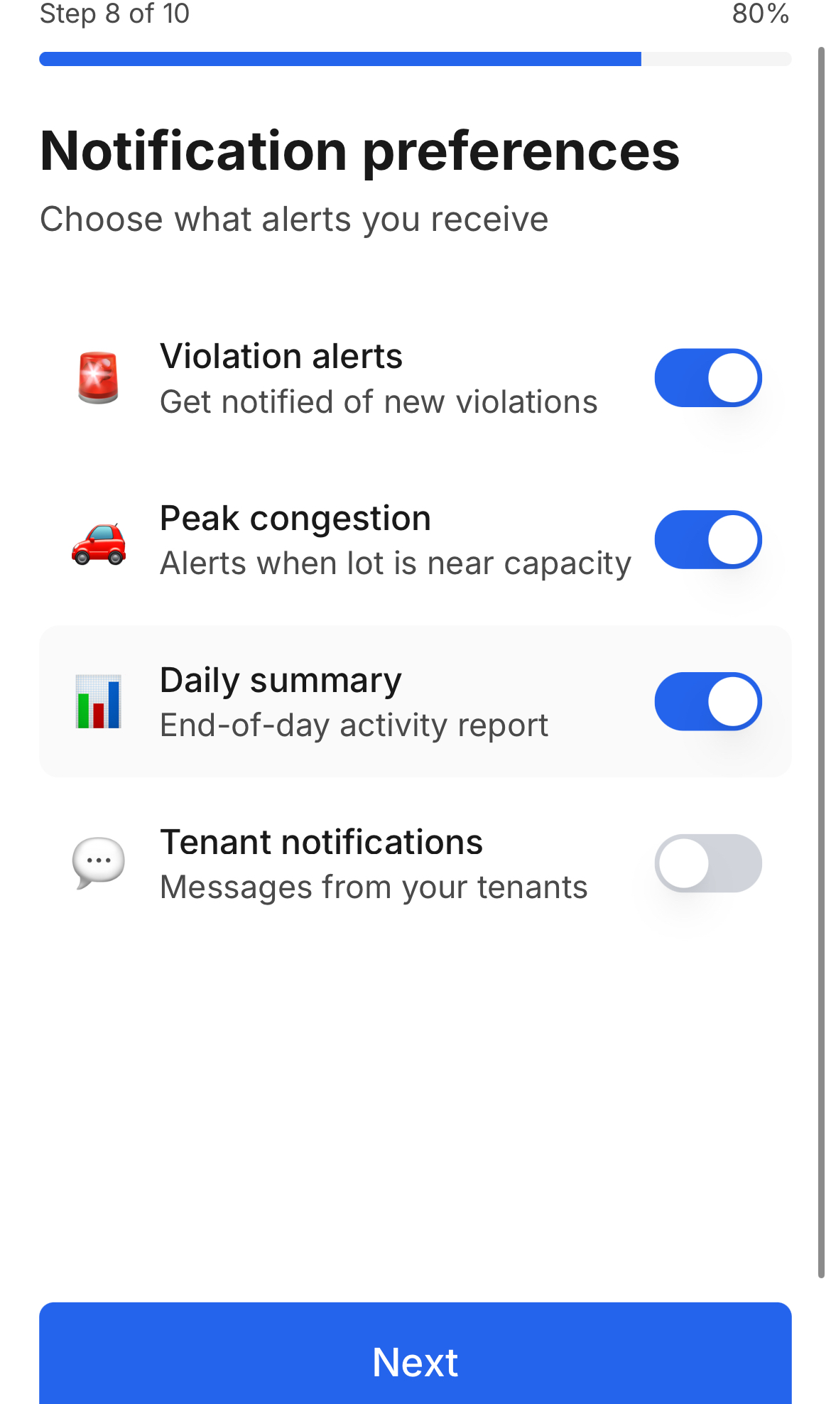 [NOTIFICATION PREFERENCES — Step 8 of 10]