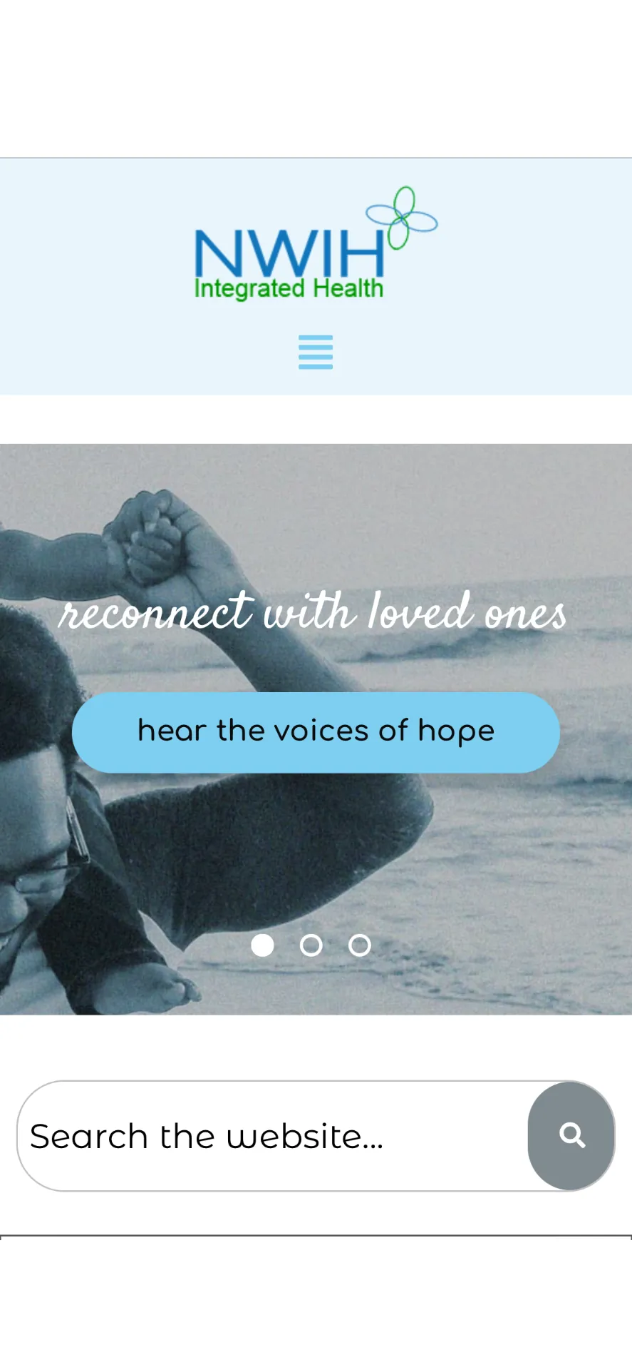 Old NWIH home page — header and hero slider.