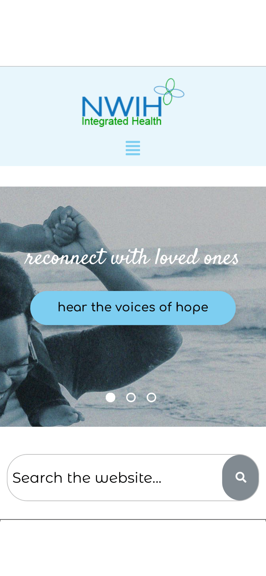 Old NWIH home page — header and hero slider.
