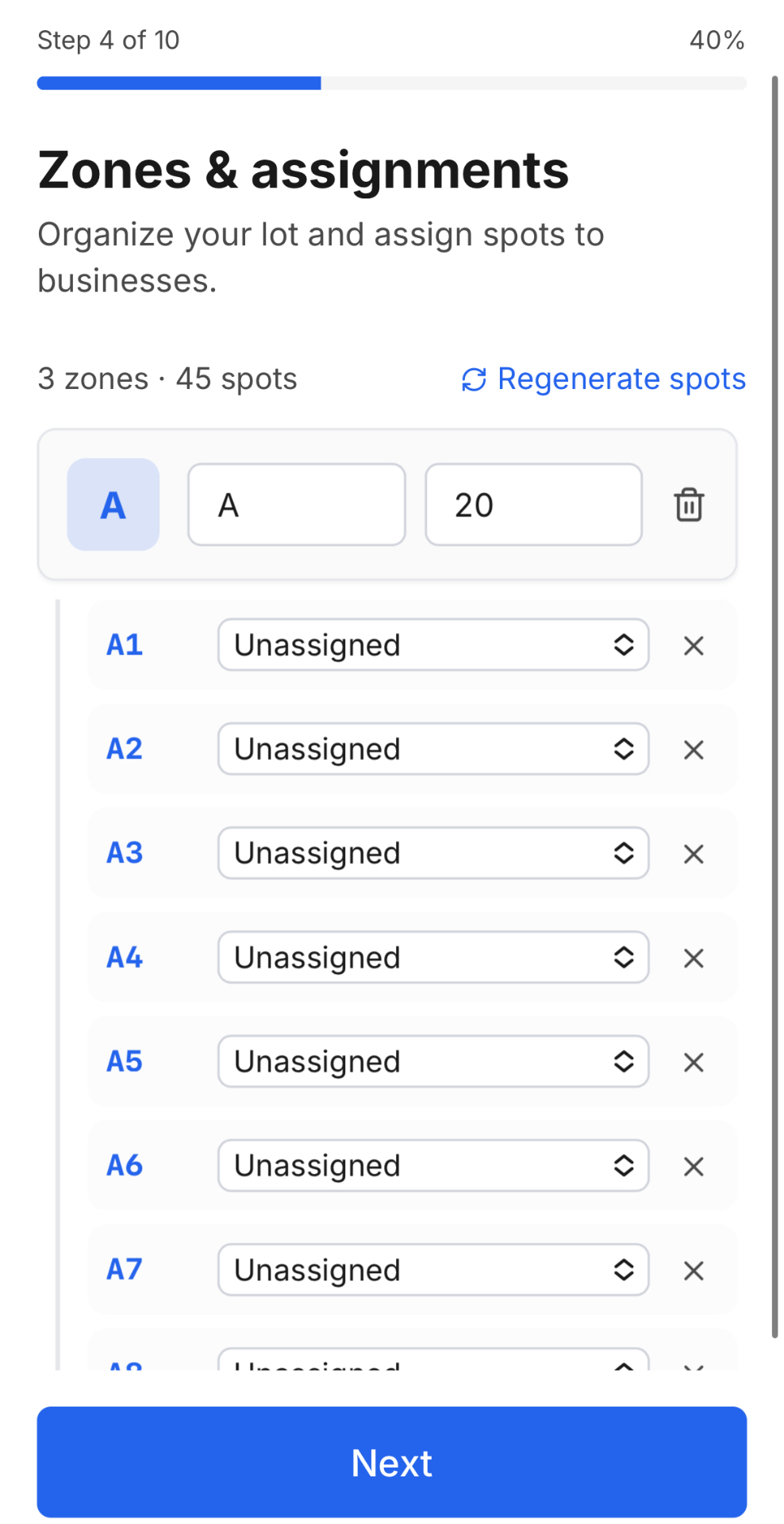 [ZONES & ASSIGNMENTS — Step 4 of 10]